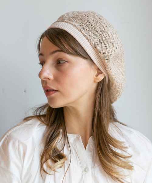 14+（イチヨンプラス）の「国産サーモベレー（ハンチング/ベレー帽・レディース・ブルー/ホワイト/ピンク/イエロー/オレンジ/ベージュ/グレー/チャコールグレー・MEDIUM）」の5枚目の写真