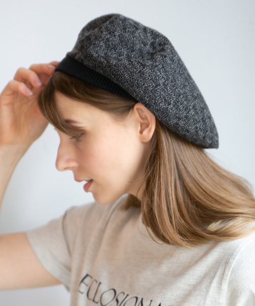 14+（イチヨンプラス）の「国産サーモベレー（ハンチング/ベレー帽・レディース・ブルー/ホワイト/ピンク/イエロー/オレンジ/ベージュ/グレー/チャコールグレー・MEDIUM）」の3枚目の写真