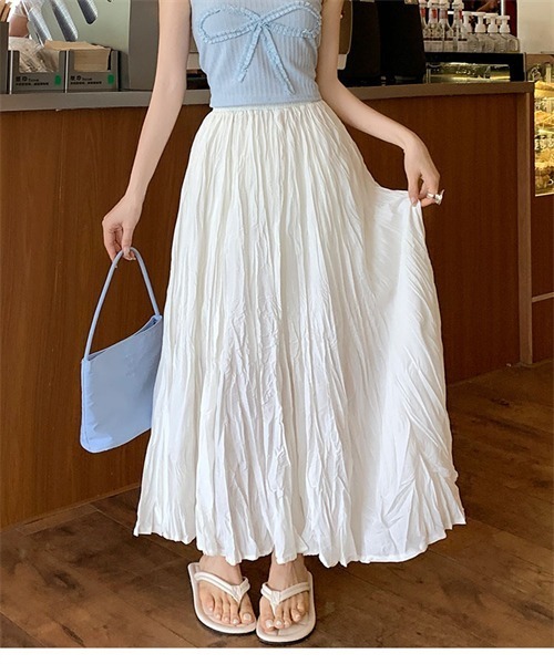 FREE STYLISTS(フリー スタイリスト)の「皺加工フレアマキシ丈スカート(スカート・レディース・ホワイト/ブラック/ピンク/イエロー/ブルー/アイボリー・FREE)」の9枚目の写真