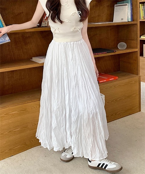 FREE STYLISTS(フリー スタイリスト)の「皺加工フレアマキシ丈スカート(スカート・レディース・ホワイト/ブラック/ピンク/イエロー/ブルー/アイボリー・FREE)」の15枚目の写真