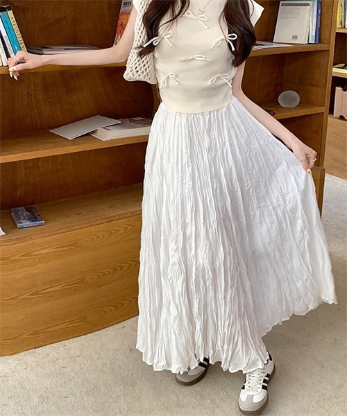 FREE STYLISTS(フリー スタイリスト)の「皺加工フレアマキシ丈スカート(スカート・レディース・ホワイト/ブラック/ピンク/イエロー/ブルー/アイボリー・FREE)」の16枚目の写真
