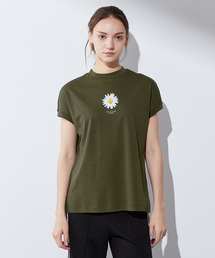 【接触冷感・UVカット・汗じみ防止】フラワープリントTシャツ