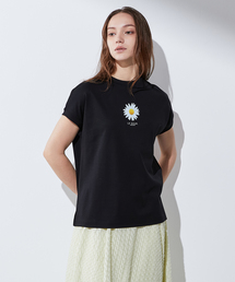 【接触冷感・UVカット・汗じみ防止】フラワープリントTシャツ