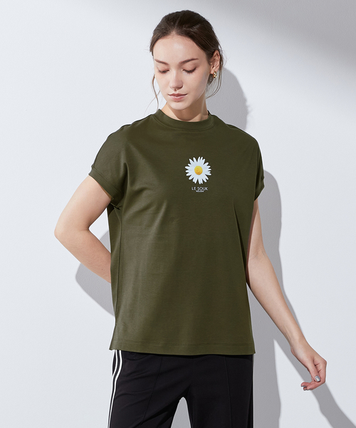 LE SOUK HOLIDAY(ルスークホリデー)の「【接触冷感・UVカット・汗じみ防止】フラワープリントTシャツ(Tシャツ/カットソー・レディース・グリーン/カーキ/ブラック・M/L)」の19枚目の写真