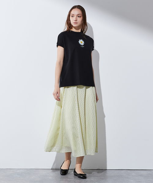 LE SOUK HOLIDAY(ルスークホリデー)の「【接触冷感・UVカット・汗じみ防止】フラワープリントTシャツ(Tシャツ/カットソー・レディース・グリーン/カーキ/ブラック・M/L)」の10枚目の写真