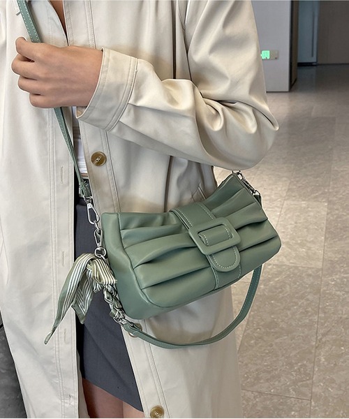 LA VORAGINE(ラ ヴォラジネ)の「紐リボンベルト 2wayギャザーショルダーバッグ(ショルダーバッグ・レディース・ブラック/ホワイト/グリーン/オレンジ/ベージュ/ピンク・FREE)」の11枚目の写真