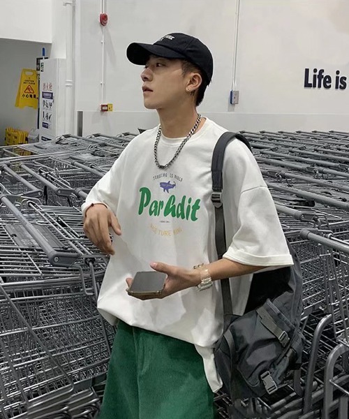 NOWLE（ノウル）の「【NOWLE】ビッグシルエット グラフィック フロント プリント 半袖 Tシャツ（Tシャツ/カットソー・メンズ・ホワイト/ブラック・MEDIUM/LARGE/X-LARGE）」の11枚目の写真