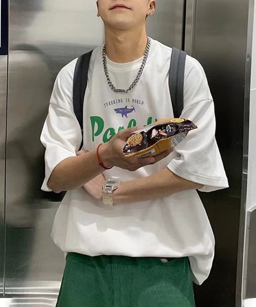 NOWLE（ノウル）の「【NOWLE】ビッグシルエット グラフィック フロント プリント 半袖 Tシャツ（Tシャツ/カットソー・メンズ・ホワイト/ブラック・MEDIUM/LARGE/X-LARGE）」の4枚目の写真