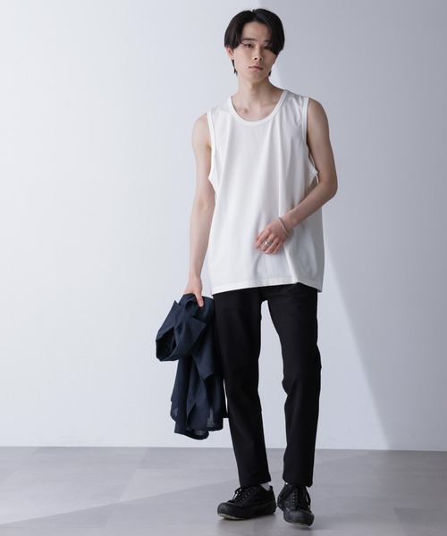 NANO universe（ナノユニバース）の「リラックススムースタンクトップ（Tシャツ/カットソー・メンズ・ブラック/ホワイト・M/L）」の8枚目の写真
