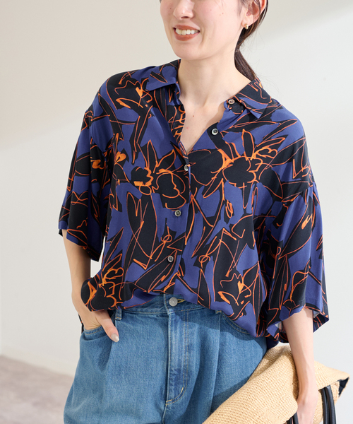 FRAMeWORK,イペカプリントハーフスリーブシャツ - WEAR