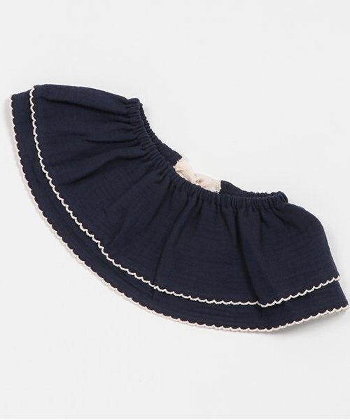 petit main（プティマイン）の「ピコミシン付きフリル襟スタイ（スタイ/よだれかけ・キッズ・ライトブルー/ネイビー/アイボリー・FREE）」の3枚目の写真