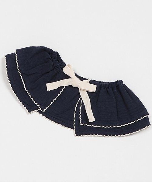 petit main（プティマイン）の「ピコミシン付きフリル襟スタイ（スタイ/よだれかけ・キッズ・ライトブルー/ネイビー/アイボリー・FREE）」の5枚目の写真