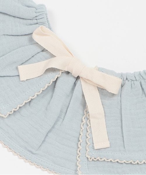 petit main（プティマイン）の「ピコミシン付きフリル襟スタイ（スタイ/よだれかけ・キッズ・ライトブルー/ネイビー/アイボリー・FREE）」の7枚目の写真