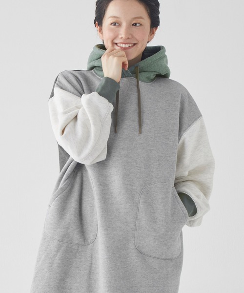 KRIFF MAYER Lady's Collection（クリフメイヤーレディースコレクション）の「裏起毛杢スウェットワンピ（ワンピース・レディース・チャコール/オートミール/オレンジ/グリーン/カラフル/グレー・MEDIUM/LARGE）」の8枚目の写真