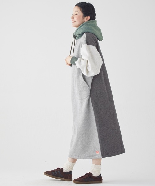 KRIFF MAYER Lady's Collection（クリフメイヤーレディースコレクション）の「裏起毛杢スウェットワンピ（ワンピース・レディース・チャコール/オートミール/オレンジ/グリーン/カラフル/グレー・MEDIUM/LARGE）」の9枚目の写真