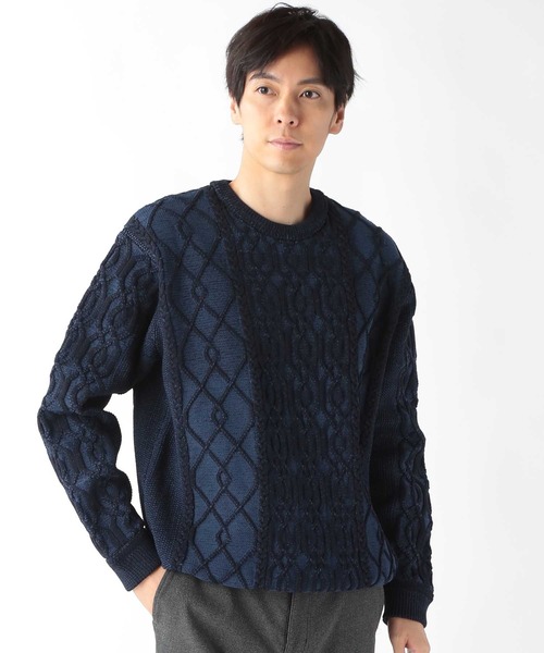 UNION STATION（ユニオンステーション）の「ケーブル編みプルオーバーニット（ニット/セーター・メンズ・クリーム/ブラック/ネイビー/ボルドー・M/L/LL）」の3枚目の写真