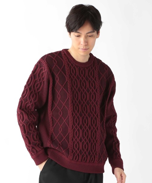 UNION STATION（ユニオンステーション）の「ケーブル編みプルオーバーニット（ニット/セーター・メンズ・クリーム/ブラック/ネイビー/ボルドー・M/L/LL）」の4枚目の写真