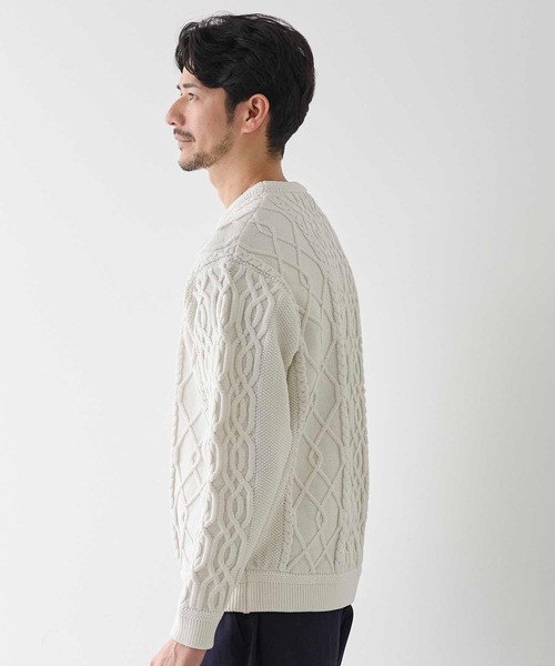 UNION STATION（ユニオンステーション）の「ケーブル編みプルオーバーニット（ニット/セーター・メンズ・クリーム/ブラック/ネイビー/ボルドー・M/L/LL）」の6枚目の写真