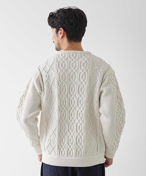UNION STATION（ユニオンステーション）の「ケーブル編みプルオーバーニット（ニット/セーター・メンズ・クリーム/ブラック/ネイビー/ボルドー・M/L/LL）」の7枚目の写真
