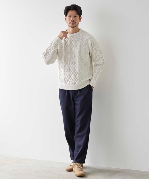 UNION STATION（ユニオンステーション）の「ケーブル編みプルオーバーニット（ニット/セーター・メンズ・クリーム/ブラック/ネイビー/ボルドー・M/L/LL）」の9枚目の写真