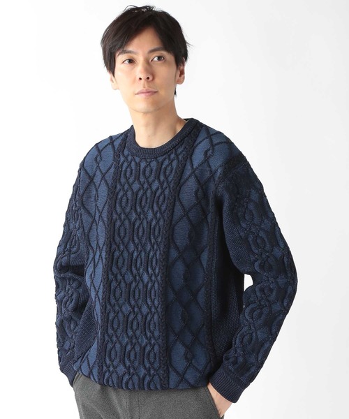 UNION STATION（ユニオンステーション）の「ケーブル編みプルオーバーニット（ニット/セーター・メンズ・クリーム/ブラック/ネイビー/ボルドー・M/L/LL）」の15枚目の写真
