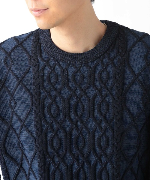 UNION STATION（ユニオンステーション）の「ケーブル編みプルオーバーニット（ニット/セーター・メンズ・クリーム/ブラック/ネイビー/ボルドー・M/L/LL）」の18枚目の写真