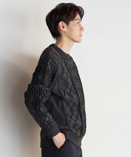 UNION STATION（ユニオンステーション）の「ケーブル編みプルオーバーニット（ニット/セーター・メンズ・クリーム/ブラック/ネイビー/ボルドー・M/L/LL）」の11枚目の写真