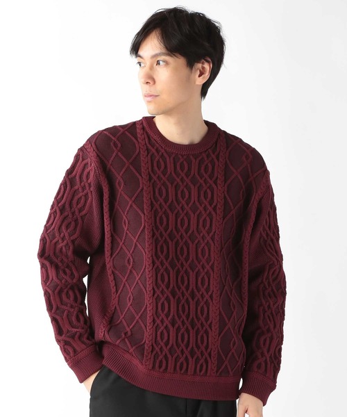 UNION STATION（ユニオンステーション）の「ケーブル編みプルオーバーニット（ニット/セーター・メンズ・クリーム/ブラック/ネイビー/ボルドー・M/L/LL）」の20枚目の写真