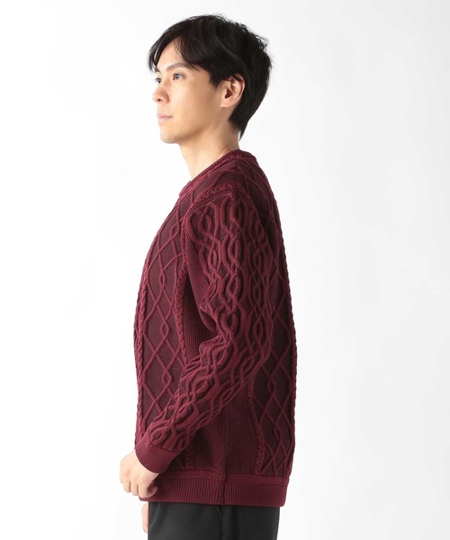 UNION STATION（ユニオンステーション）の「ケーブル編みプルオーバーニット（ニット/セーター・メンズ・クリーム/ブラック/ネイビー/ボルドー・M/L/LL）」の21枚目の写真