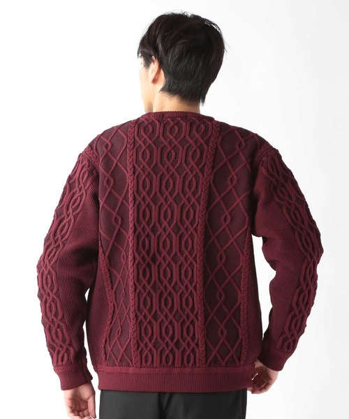 UNION STATION（ユニオンステーション）の「ケーブル編みプルオーバーニット（ニット/セーター・メンズ・クリーム/ブラック/ネイビー/ボルドー・M/L/LL）」の22枚目の写真
