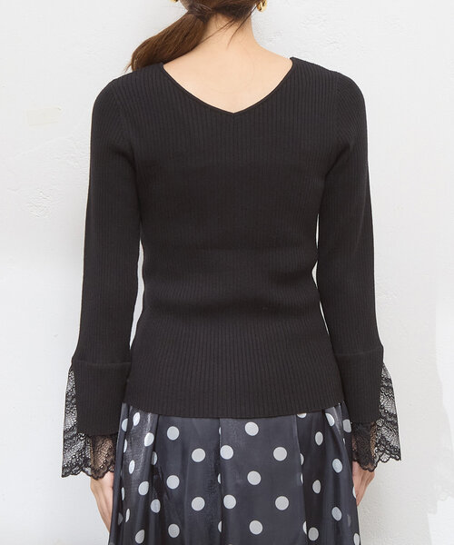 natural couture(ナチュラルクチュール)の「前後2WAY袖口レースリブニット(ニット/セーター・レディース・ミント/チャコールグレー/グレー/オフホワイト/ブラック/グレイッシュベージュ/ボルドー/その他1/その他2・FREE)」の16枚目の写真