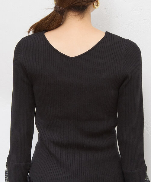 natural couture(ナチュラルクチュール)の「前後2WAY袖口レースリブニット(ニット/セーター・レディース・ミント/チャコールグレー/グレー/オフホワイト/ブラック/グレイッシュベージュ/ボルドー/その他1/その他2・FREE)」の17枚目の写真