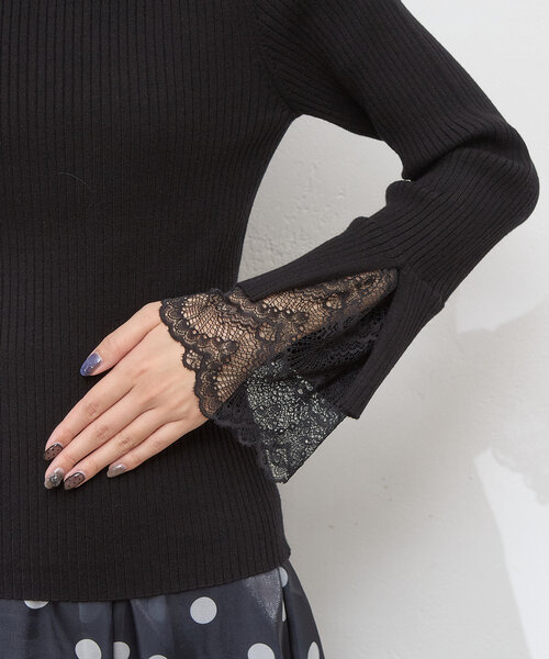 natural couture(ナチュラルクチュール)の「前後2WAY袖口レースリブニット(ニット/セーター・レディース・ミント/チャコールグレー/グレー/オフホワイト/ブラック/グレイッシュベージュ/ボルドー/その他1/その他2・FREE)」の19枚目の写真