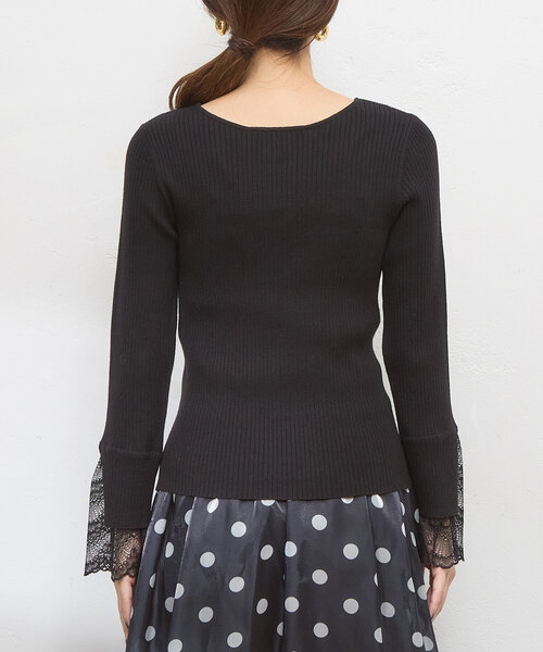 natural couture(ナチュラルクチュール)の「前後2WAY袖口レースリブニット(ニット/セーター・レディース・ミント/チャコールグレー/グレー/オフホワイト/ブラック/グレイッシュベージュ/ボルドー/その他1/その他2・FREE)」の22枚目の写真