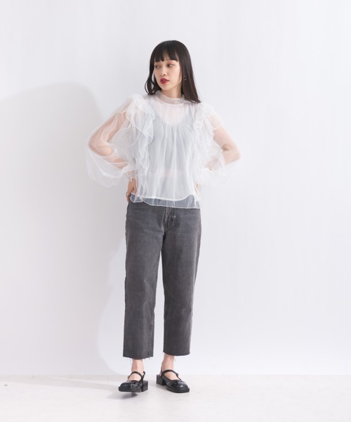terrace(テラス)の「ピンタックフリルブラウス(シャツ/ブラウス・レディース・ブラック/オフホワイト/グレー/ライム・MEDIUM)」の16枚目の写真