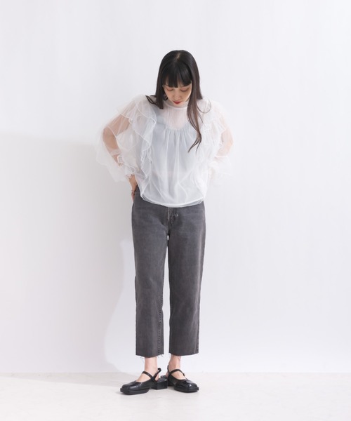 terrace(テラス)の「ピンタックフリルブラウス(シャツ/ブラウス・レディース・ブラック/オフホワイト/グレー/ライム・MEDIUM)」の22枚目の写真
