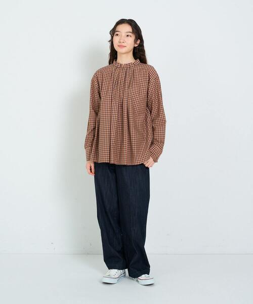 conges payes ADIEU TRISTESSE（コンジェ ペイエ アデュートリステス）の「タックフリルブラウス（シャツ/ブラウス・レディース・ストライプ/チェック/ブルー・38）」の15枚目の写真