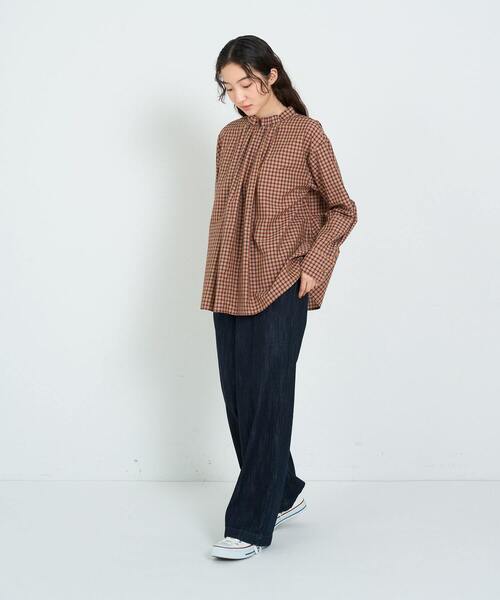 conges payes ADIEU TRISTESSE（コンジェ ペイエ アデュートリステス）の「タックフリルブラウス（シャツ/ブラウス・レディース・ストライプ/チェック/ブルー・38）」の16枚目の写真