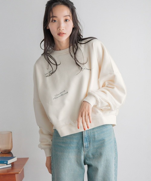 LOWRYS FARM（ローリーズファーム）の「チュールシシュウウラケロングスリーブ　 145531（スウェット・レディース・アイボリー/ブルー/ブラック・FREE）」の7枚目の写真