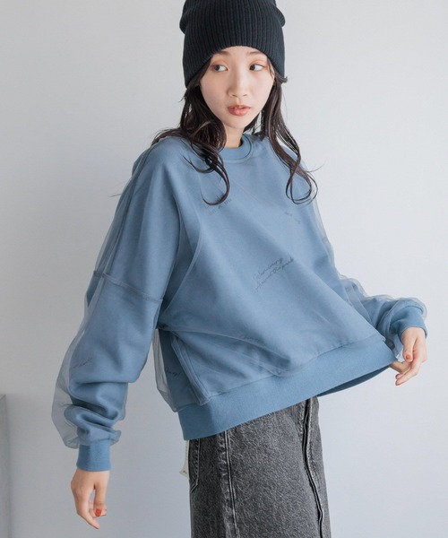 LOWRYS FARM（ローリーズファーム）の「チュールシシュウウラケロングスリーブ　 145531（スウェット・レディース・アイボリー/ブルー/ブラック・FREE）」の16枚目の写真