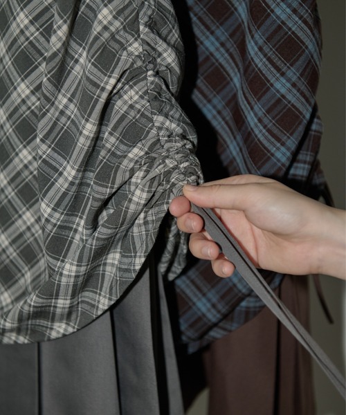 idem（イデム）の「drawstring check pleats skirt / ローウエストドロストスカート（スカート・レディース・グレー/ブラウン/ブラック/その他・FREE）」の13枚目の写真