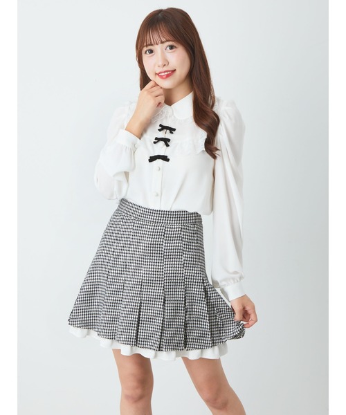 Ank Rouge（アンクルージュ）の「配色フリルプリーツSK（スカート・レディース・ブラック/グレー/ブラウン・M）」の2枚目の写真