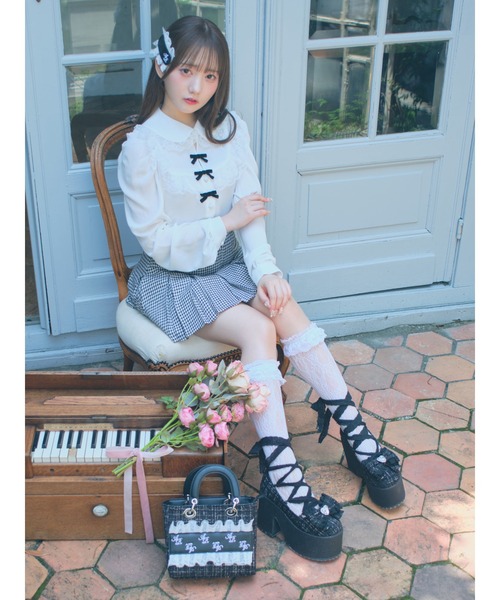 Ank Rouge（アンクルージュ）の「配色フリルプリーツSK（スカート・レディース・ブラック/グレー/ブラウン・M）」の8枚目の写真