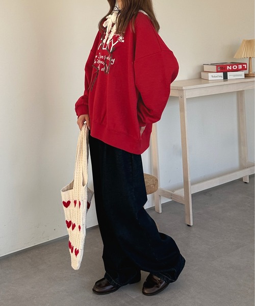 kutir（クティール）の「チェックリボンロゴスウェット/トレーナー（スウェット・レディース・オフホワイト/ネイビー/オートミール/レッド・FREE）」の7枚目の写真