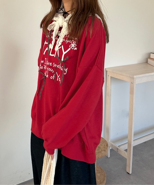 kutir（クティール）の「チェックリボンロゴスウェット/トレーナー（スウェット・レディース・オフホワイト/ネイビー/オートミール/レッド・FREE）」の16枚目の写真