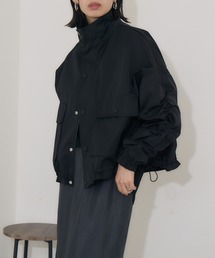 袖シャーリングドロストブルゾン