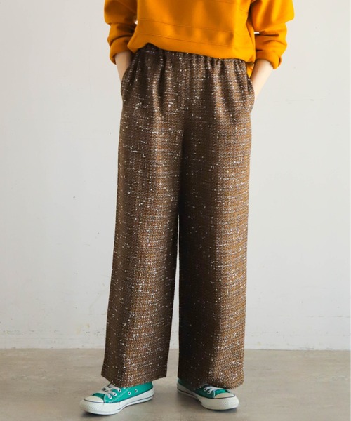 NOMBRE IMPAIR（ノンブルアンペール）の「MIXツイード　イージーパンツ（その他パンツ・レディース・ホワイト/ブラウン・FREE）」の2枚目の写真