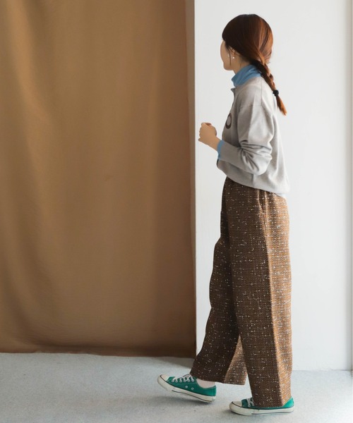 NOMBRE IMPAIR（ノンブルアンペール）の「MIXツイード　イージーパンツ（その他パンツ・レディース・ホワイト/ブラウン・FREE）」の4枚目の写真