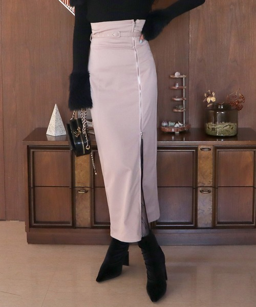 ROYAL PARTY（ロイヤルパーティー）の「ハイウエストダブルZIPタイトスカート（スカート・レディース・ピンク/ブラック/グレー・FREE）」の3枚目の写真