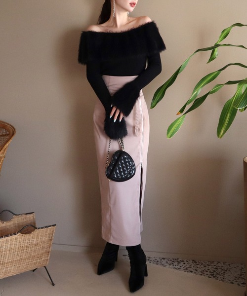 ROYAL PARTY（ロイヤルパーティー）の「ハイウエストダブルZIPタイトスカート（スカート・レディース・ピンク/ブラック/グレー・FREE）」の5枚目の写真